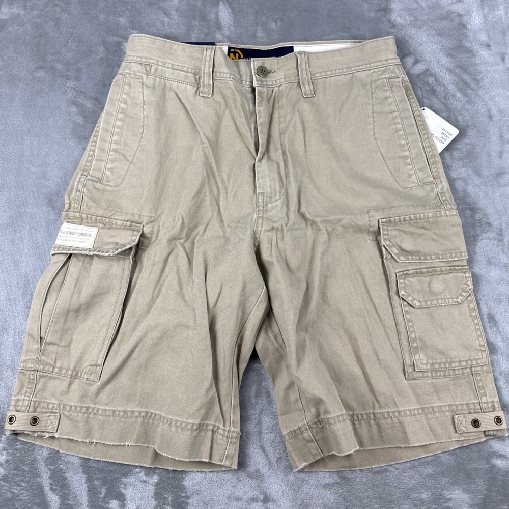 Nautica Jeans Company Mens 30 Anchor‎ Cargo Shorts Jute Tan Cotton NWT
